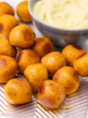 chickpea meatballs on a tray