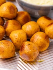 chickpea meatballs on a baking tray