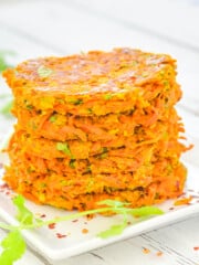 a stack of carrot fritters