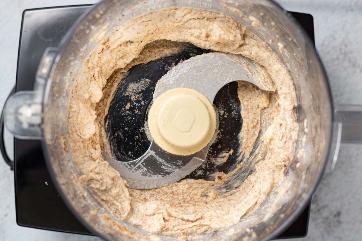 creamed butter and sugar in a food processor
