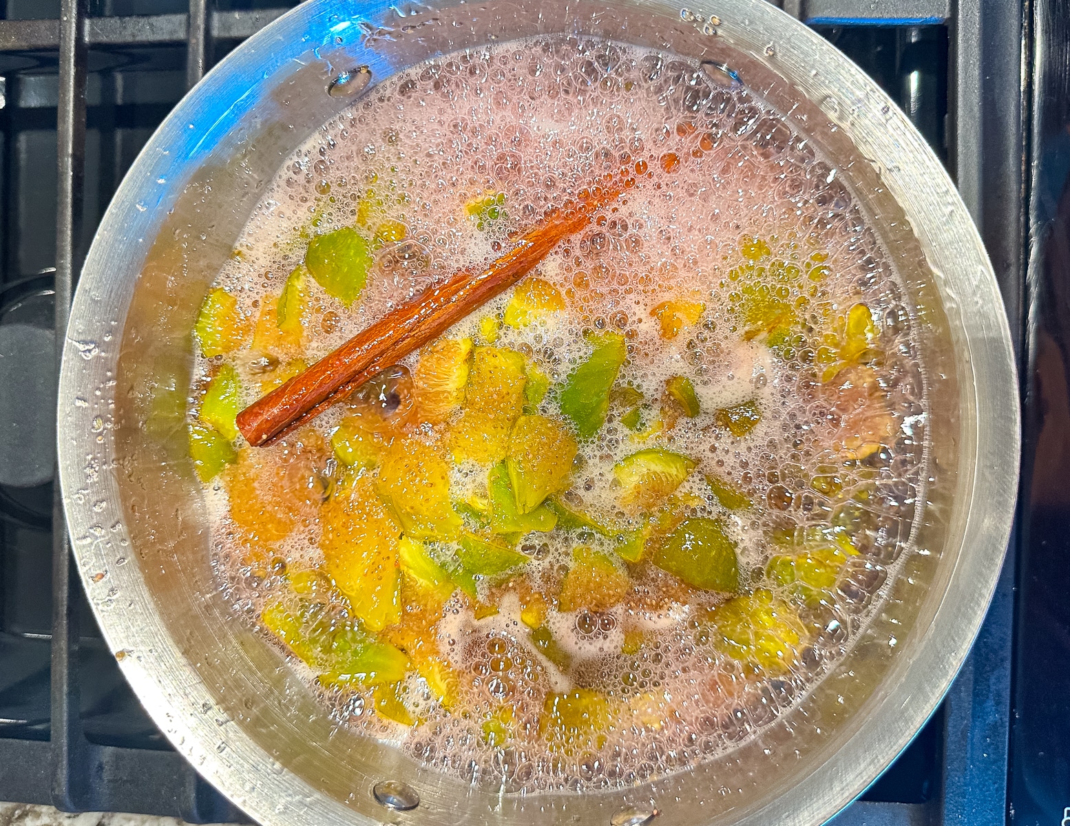 simmering fig jam in a pan