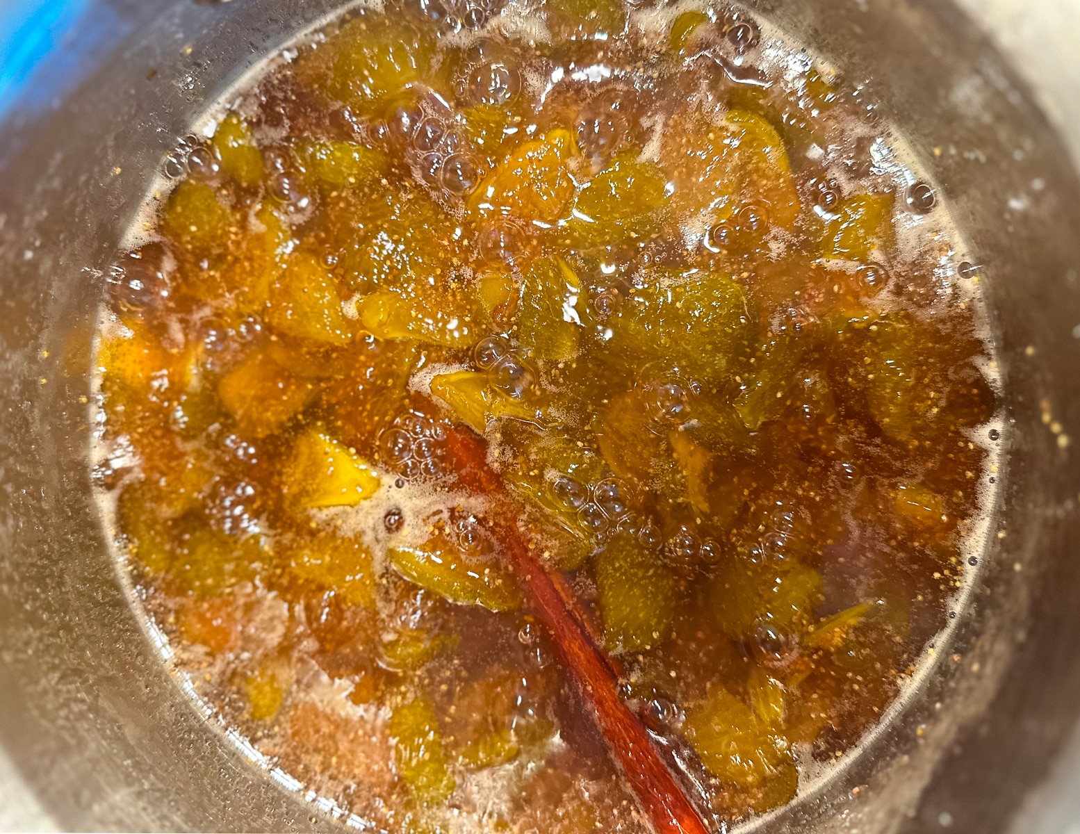 fig jam cooking in a pan