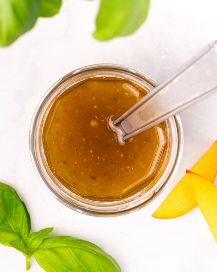 a jar of vinaigrette