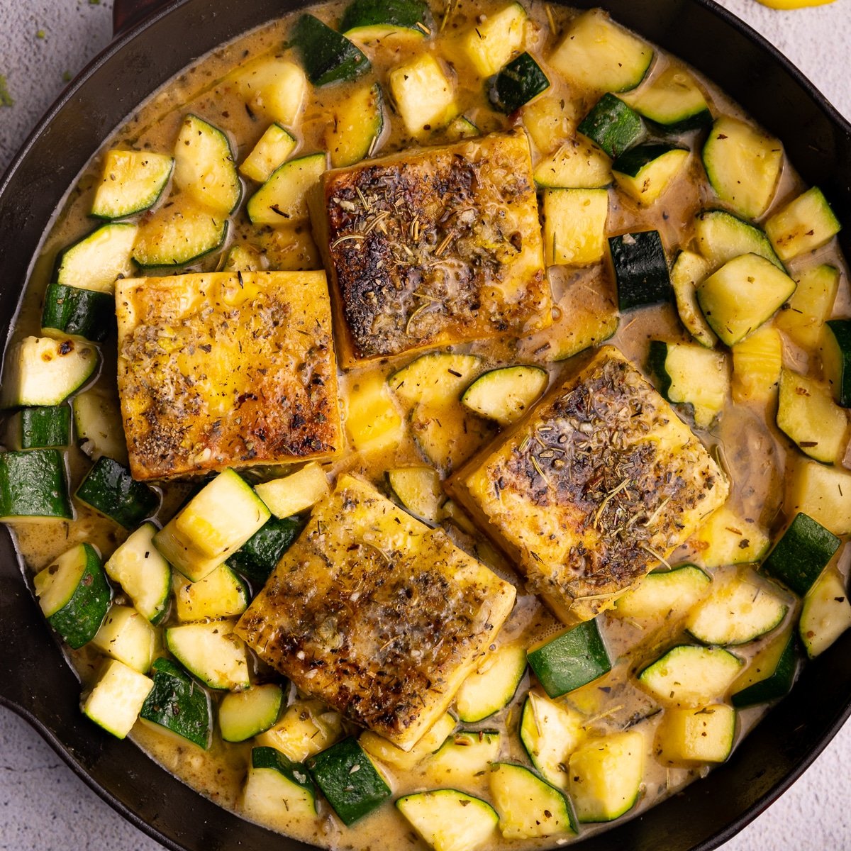 Saucy Skillet Tofu with Zucchini