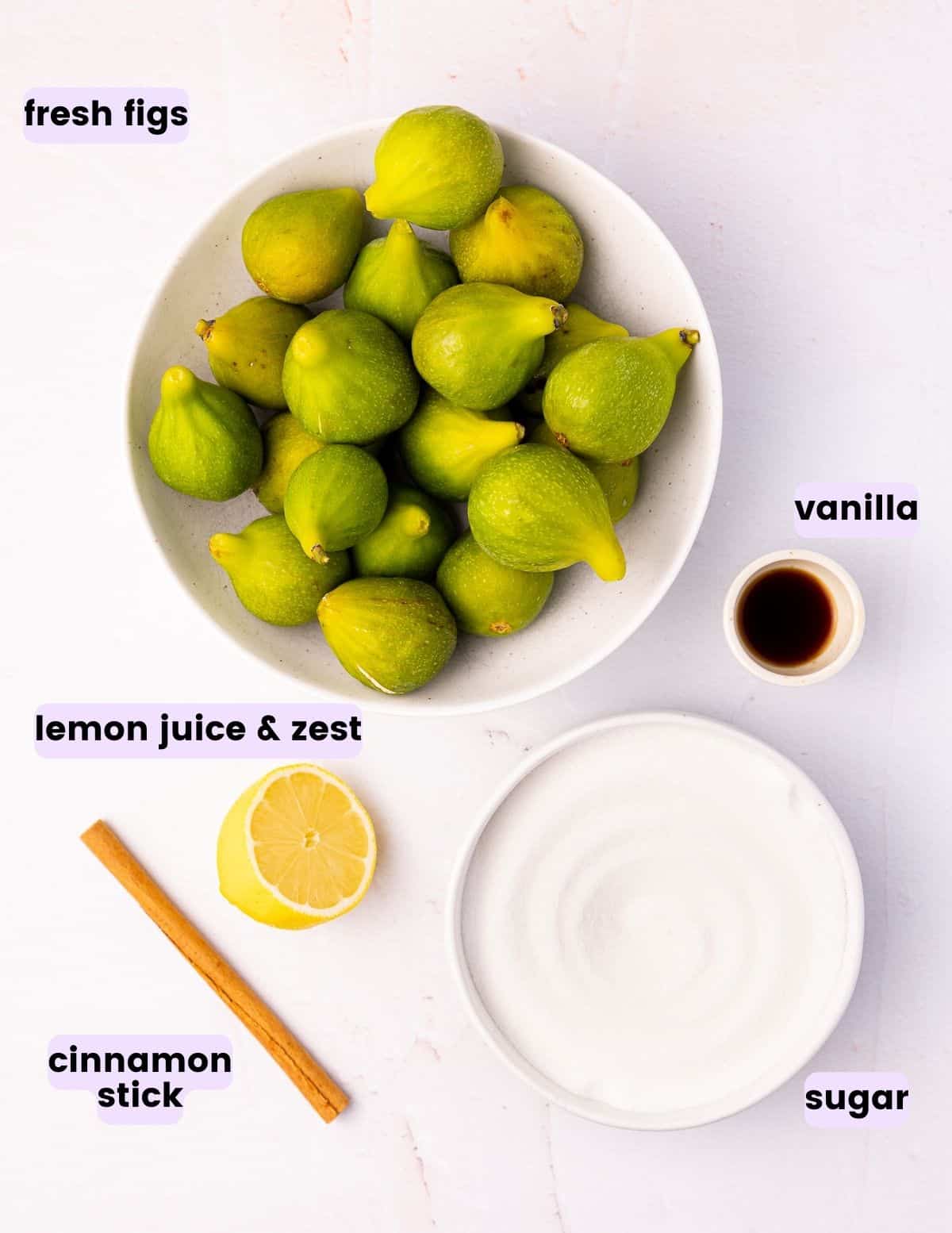 figs, lemon, vanilla, sugar, and a cinnamon stick.