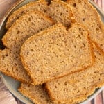 slices of tahini banana bread on a plate