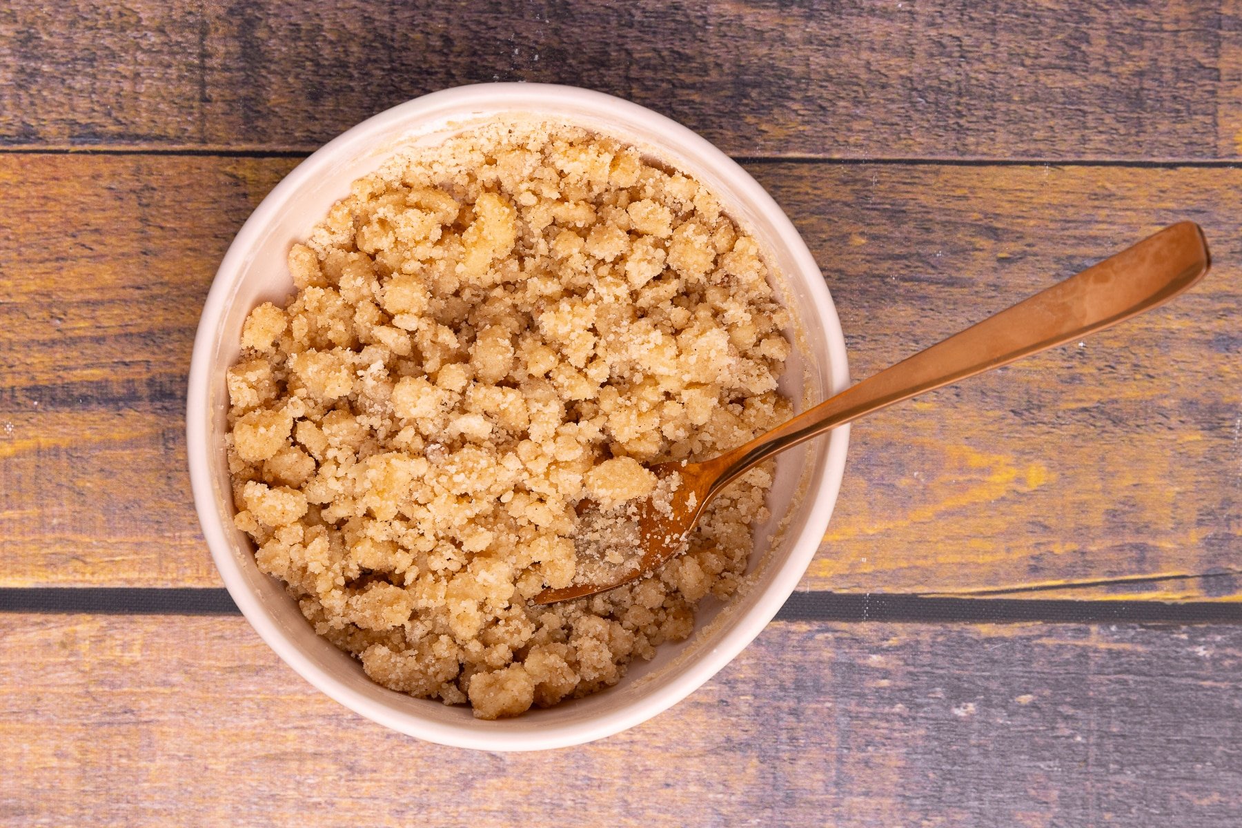 crumbly streusel in a bowl