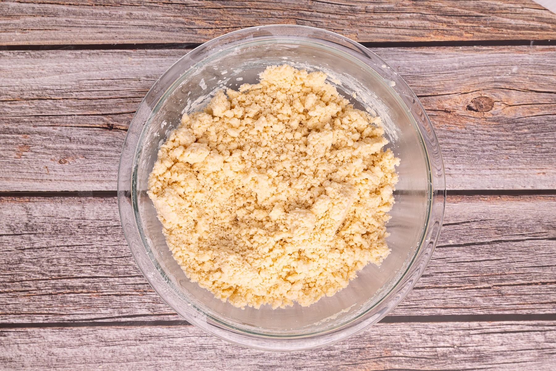 crumbly cookie dough in a bowl