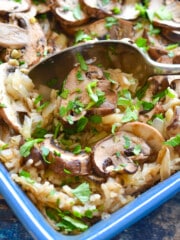 oven baked garlic mushroom rice