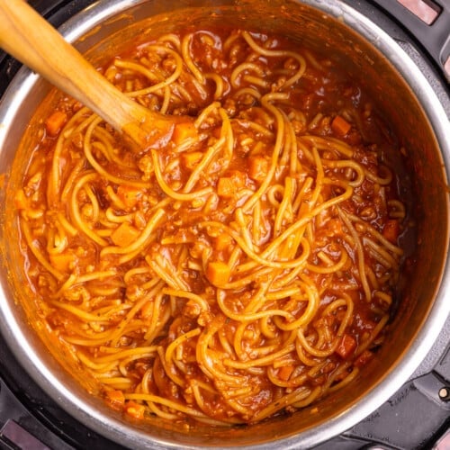vegan Instant Pot spaghetti bolognese