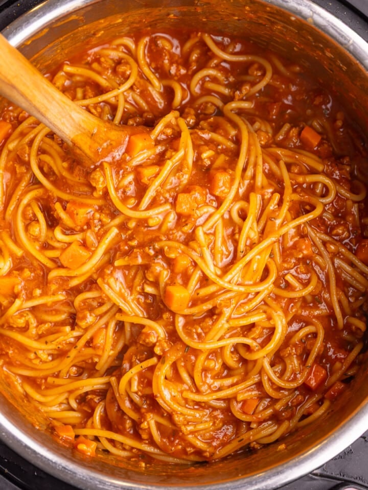 vegan Instant Pot spaghetti bolognese