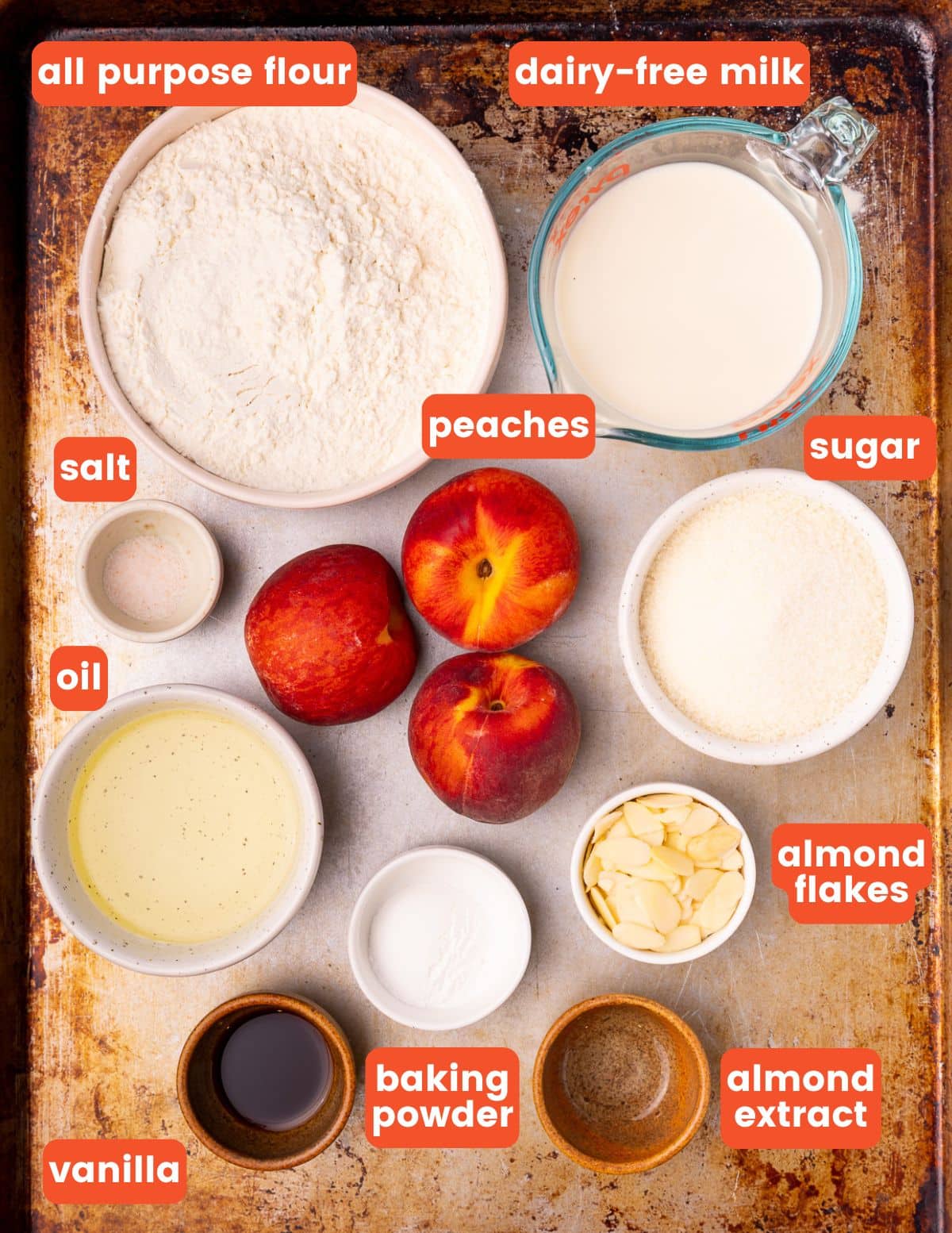 peach cake ingredients as per the recipe card