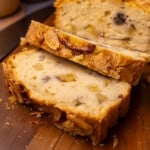 sliced vegan peach cake