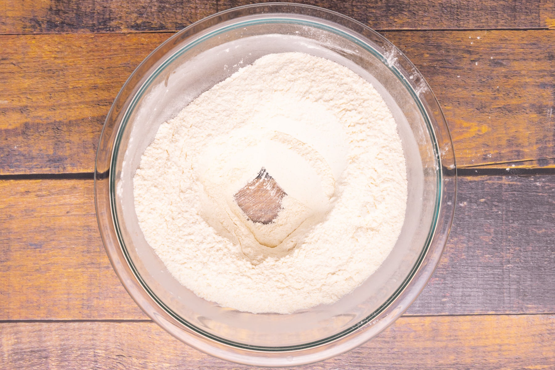 dry ingredients with a well in the middle