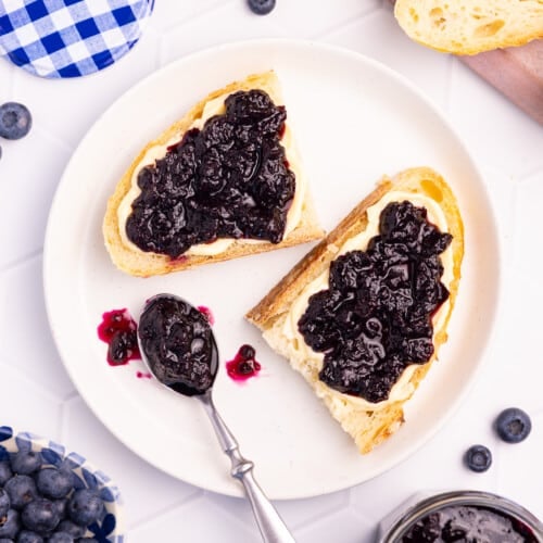 blueberry jam on bread