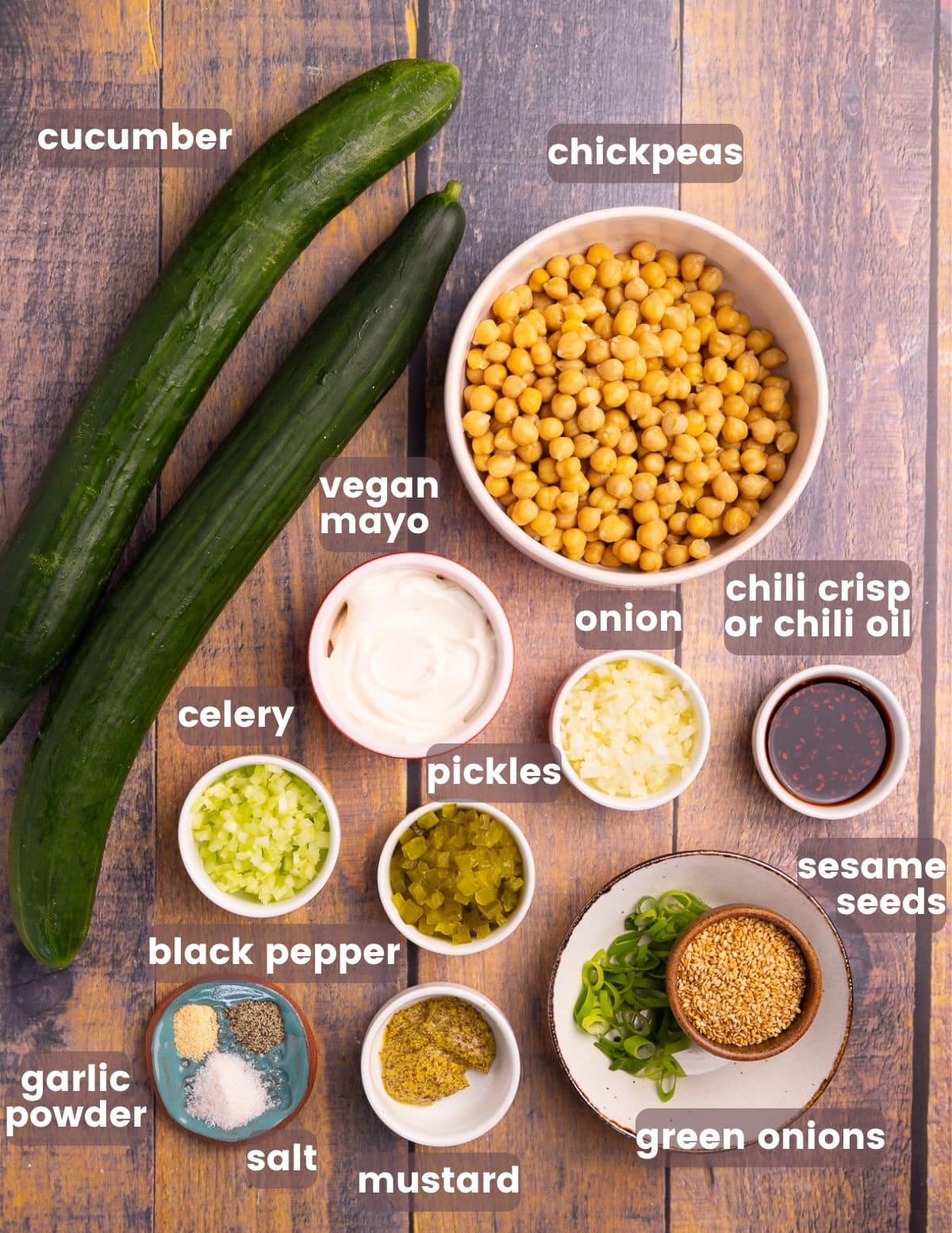 ingredients needed to make stuffed cucumber cups as per the written ingredients list