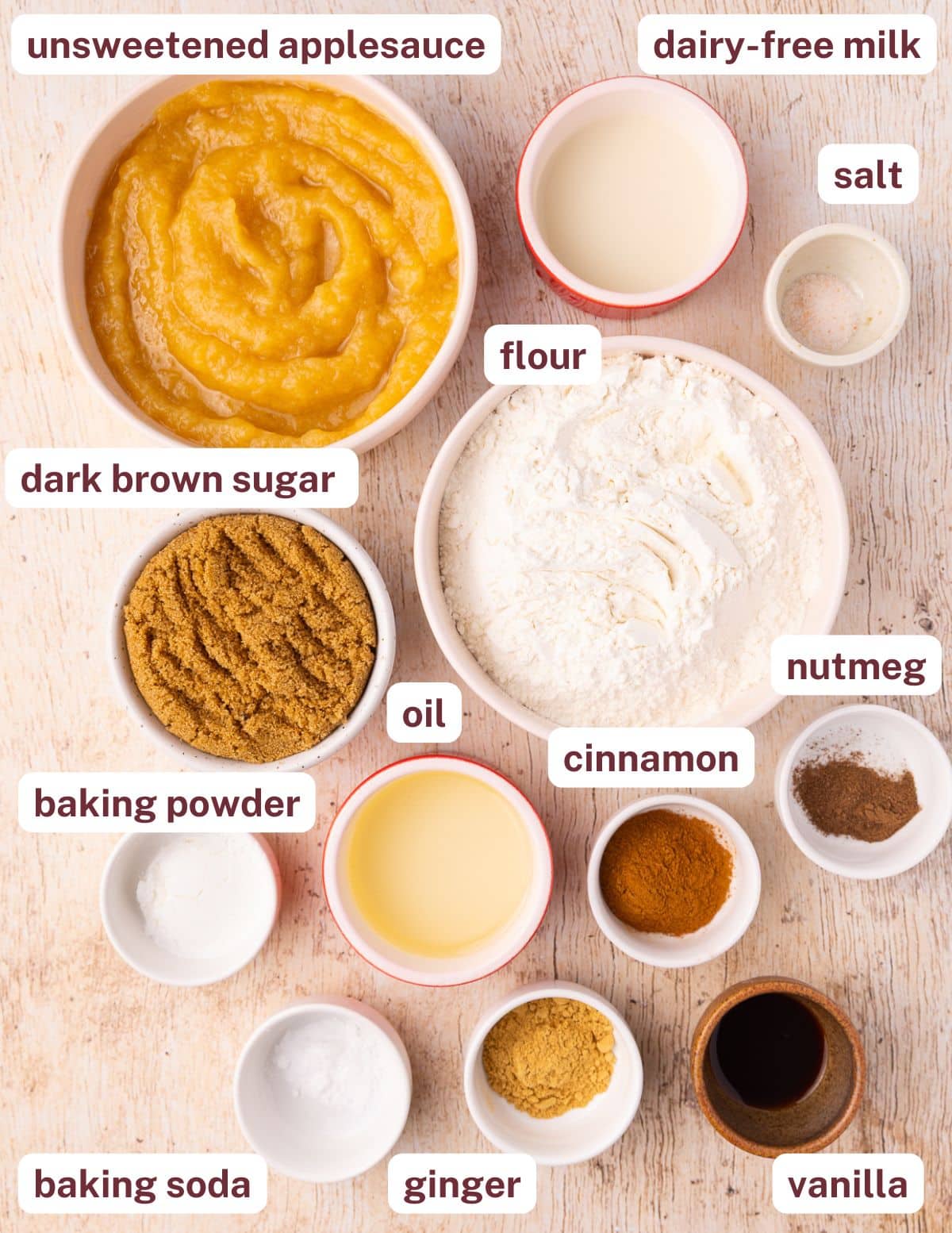 ingredients for vegan applesauce cake