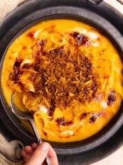 carrot noodle soup with shredded tofu