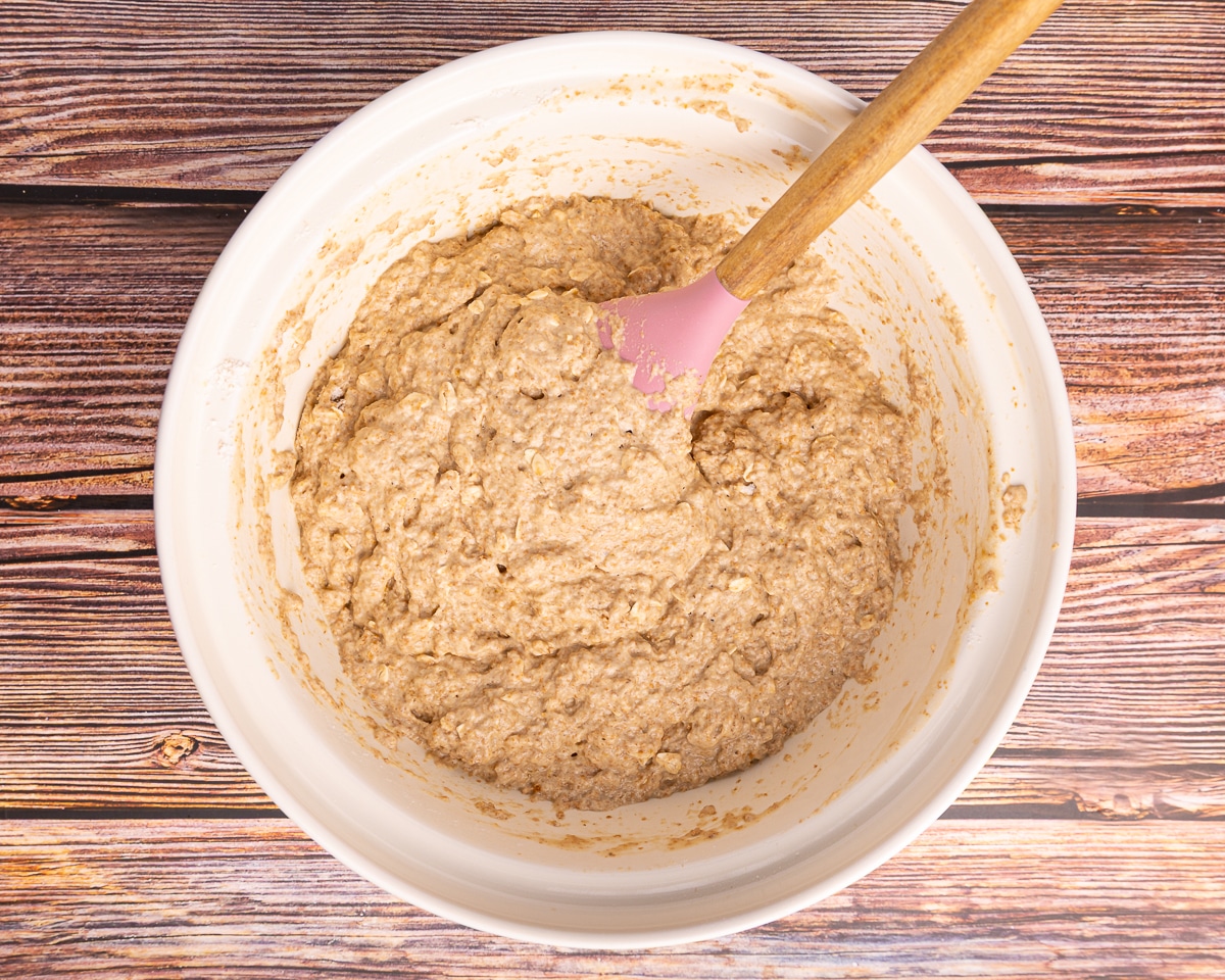 vegan Guinness bread batter in a bowl