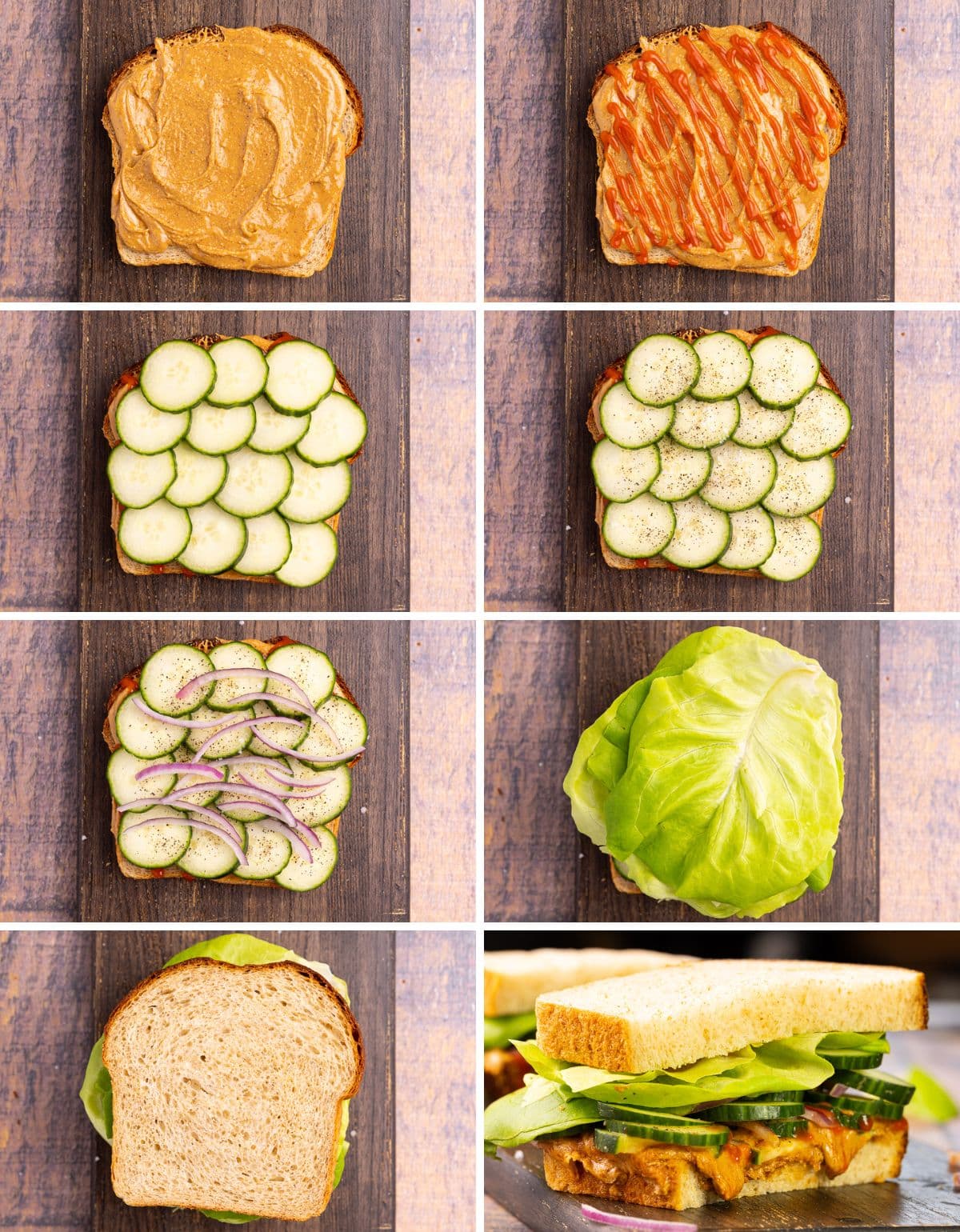 making the sandwich step by step
