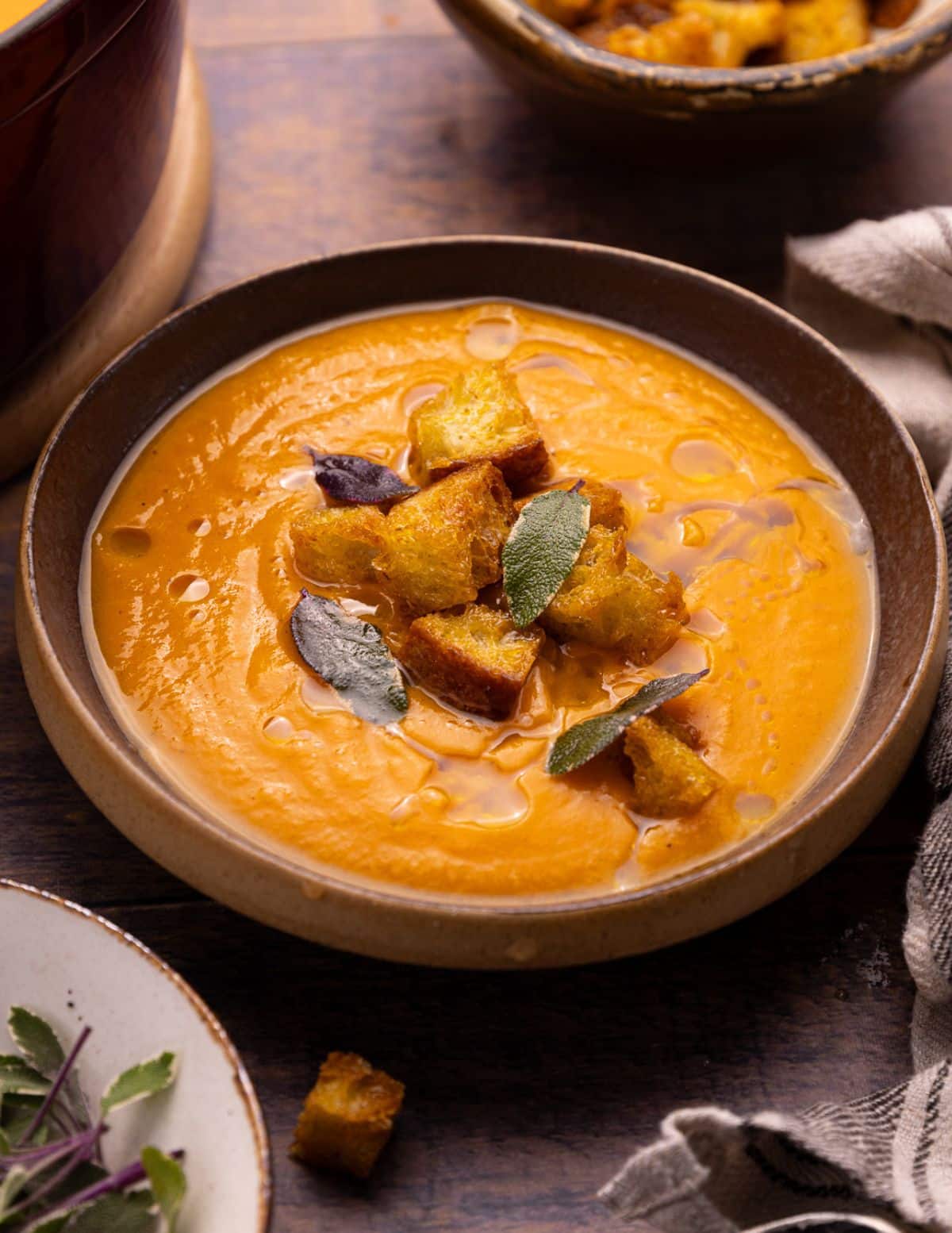 sweet potato soup with croutons 