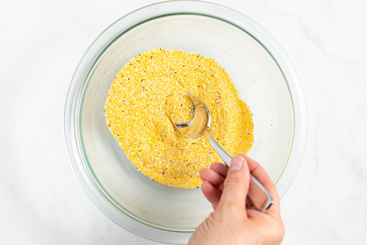 cornmeal and seasonings in a bowl
