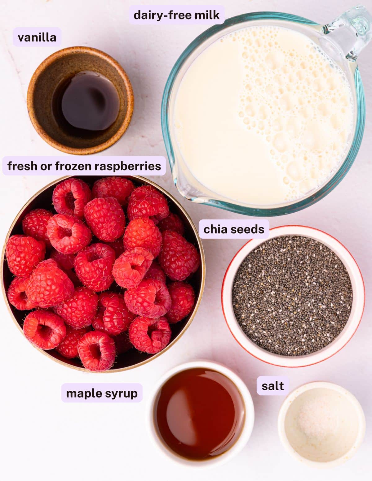 raspberry chia pudding ingredients as per the written ingredient list.
