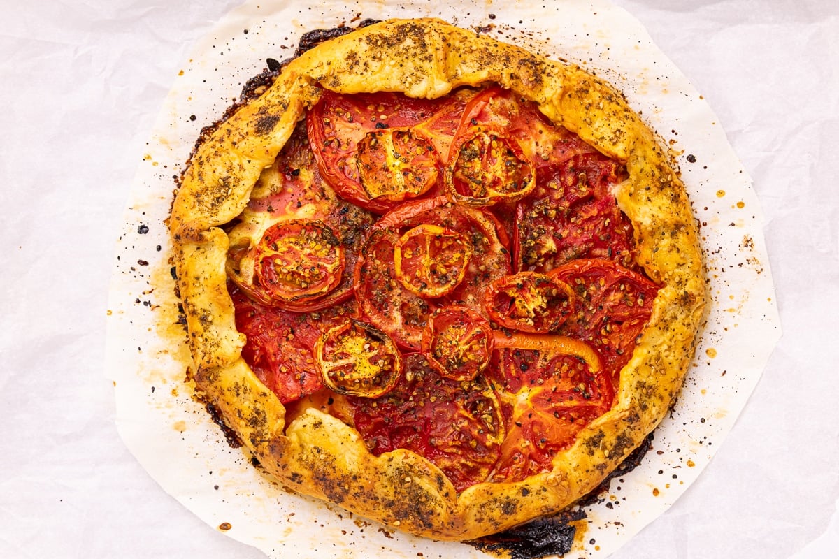 a cooked tomato galette