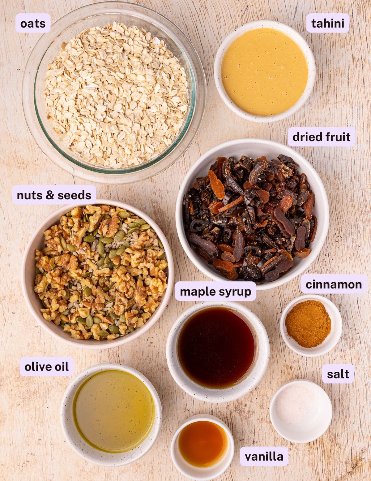 tahini granola ingredients
