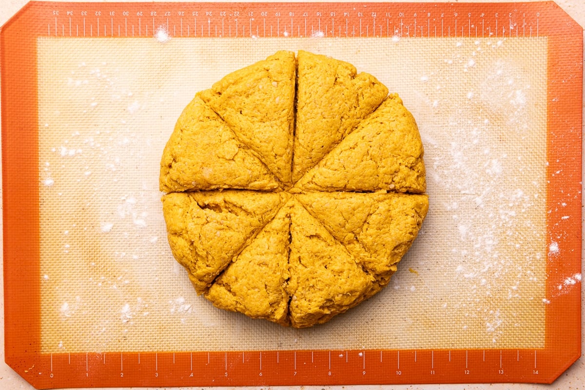 scone disc cut into 8 wedges